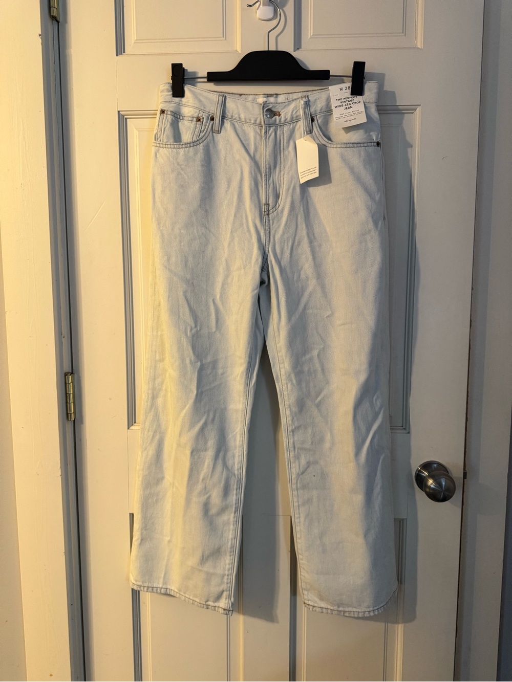NWT Madewell Perfect Vintage Wide-Leg Crop Jeans Airy Denim 28